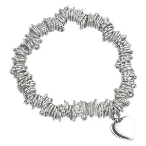B-ELS-1 Elements Silver Scrunchie Style Heart Bracelet - Make Me Beautiful - the clip on earrings specialists B-ELS-1 Elements Silver Scrunchie Style Heart Bracelet
