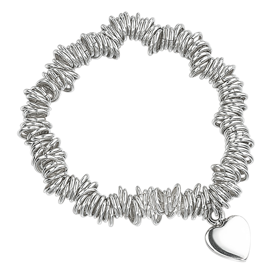 B-ELS-1 Elements Silver Scrunchie Style Heart Bracelet - Make Me Beautiful - the clip on earrings specialists B-ELS-1 Elements Silver Scrunchie Style Heart Bracelet