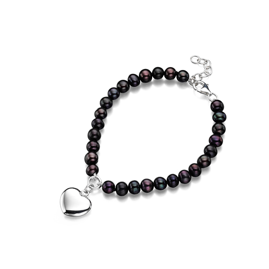 B-ELS-25 Elements Silver Freshwater Pearl Heart Bracelet - Peacock - Make Me Beautiful - the clip on earrings specialists B-ELS-25 Elements Silver Freshwater Pearl Heart Bracelet - Peacock
