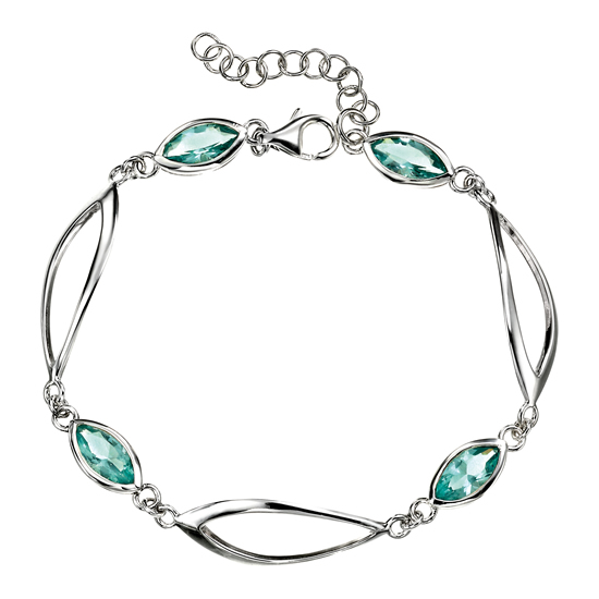 B-ELS-30 Elements Silver Blue Crystal Bracelet - Make Me Beautiful - the clip on earrings specialists B-ELS-30 Elements Silver Blue Crystal Bracelet