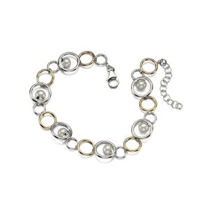 B-ELS-32 Elements Silver Pearl and Gold Plated Hoop Bracelet - Make Me Beautiful - the clip on earrings specialists B-ELS-32 Elements Silver Pearl and Gold Plated Hoop Bracelet