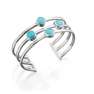 B-FIOR-5 Fiorelli Turquoise Stone Set Bangle - Make Me Beautiful - the clip on earrings specialists B-FIOR-5 Fiorelli Turquoise Stone Set Bangle