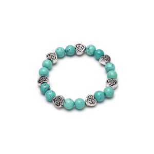 Look East Imitation Turquoise and Celtic Heart Bracelet - Make Me Beautiful - the clip on earrings specialists Look East Imitation Turquoise and Celtic Heart Bracelet