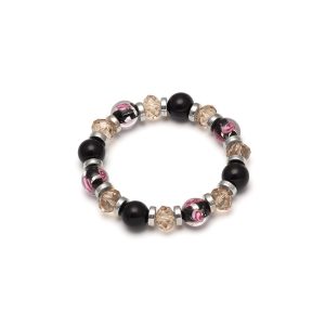 Look East Black and Clear Rose Beaded Bracelet - Make Me Beautiful - the clip on earrings specialists Look East Black and Clear Rose Beaded Bracelet