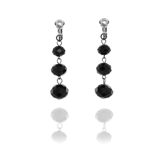 ERCL-AMB-162 Accessories Triple Faceted Bead Drop Clip On Earrings - Black - Make Me Beautiful - the clip on earrings specialists ERCL-AMB-162 Accessories Triple Faceted Bead Drop Clip On Earrings - Black