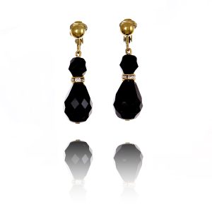 ERCL-AR-26 Black Drop Clip On Earrings