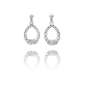 ERCL-BG-52 Basics Sterling Silver Twisted Criss-Cross Teardrop Clip On Earrings