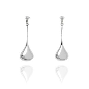 Basics Sterling Silver Slender Teardrop Clip On Earrings