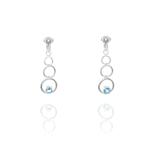 ERCL-ELS-39 Elements Silver Blue Topaz Tiered Hoop Clip On Earrings - Make Me Beautiful - the clip on earrings specialists ERCL-ELS-39 Elements Silver Blue Topaz Tiered Hoop Clip On Earrings