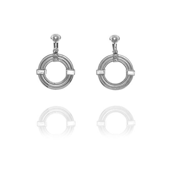 ERCL-FIOR-50 Fiorelli Lined Embossed Hoop Clip On Earrings - Make Me Beautiful - the clip on earrings specialists ERCL-FIOR-50 Fiorelli Lined Embossed Hoop Clip On Earrings