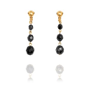 Big Grey Onyx Irridescent Baubles Clip On Earrings