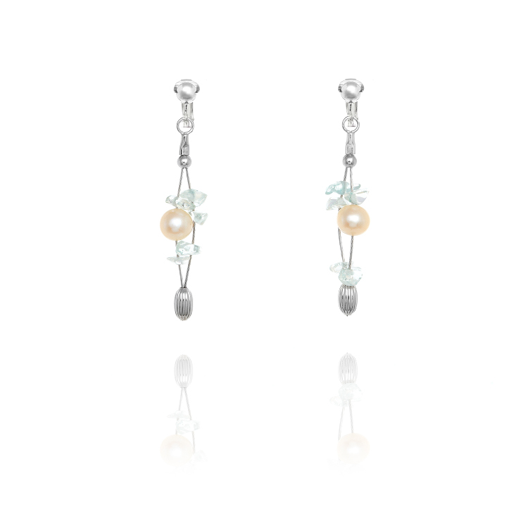 ERCL-MTE7993 Miryoku 925 Sterling Silver Pearl & Gem Drop Clip On Earrings - Make Me Beautiful - the clip on earrings specialists ERCL-MTE7993 Miryoku 925 Sterling Silver Pearl & Gem Drop Clip On Earrings