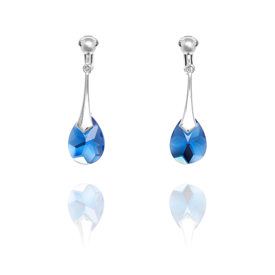 Rodney Holman Petite Blue Crystal Drop Clip On Earrings - Make Me Beautiful - the clip on earrings specialists Rodney Holman Petite Blue Crystal Drop Clip On Earrings