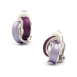 Rodney Holman Rhodium Purple Bow Clip On Earrings - Make Me Beautiful - the clip on earrings specialists Rodney Holman Rhodium Bow Clip On Earrings - Purple