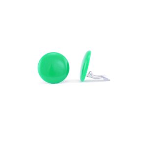 ERCL-SS-40 Dainty Button Clip On Earrings - Lime Green