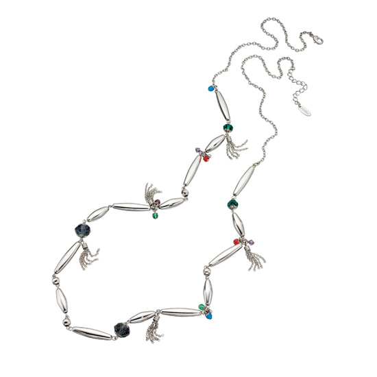 Fiorelli Coloured Crystal and Tassel Necklace - Make Me Beautiful - the clip on earrings specialists Fiorelli Coloured Crystal and Tassel Necklace