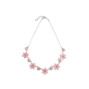 N-RH-33 Rodney Holman Diamante and Flower Necklace - Baby Pink - Make Me Beautiful - the clip on earrings specialists N-RH-33 Rodney Holman Diamante and Flower Necklace - Baby Pink