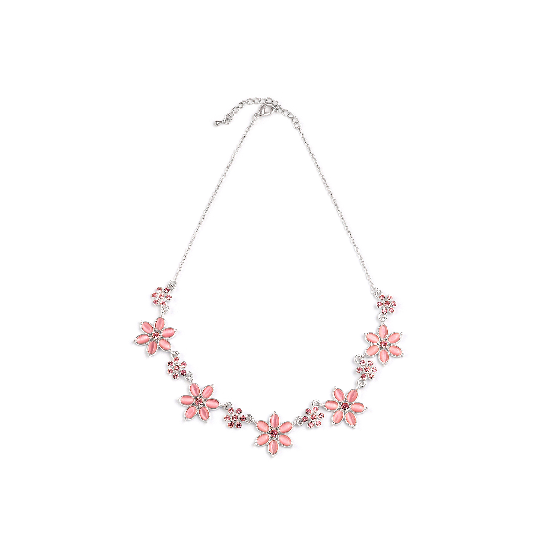 N-RH-33 Rodney Holman Diamante and Flower Necklace - Baby Pink - Make Me Beautiful - the clip on earrings specialists N-RH-33 Rodney Holman Diamante and Flower Necklace - Baby Pink