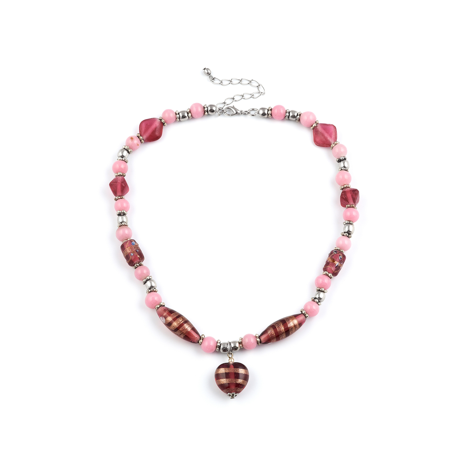 Look East Caramel Heart Necklace - Pink - Make Me Beautiful - the clip on earrings specialists Look East Caramel Heart Necklace - Pink