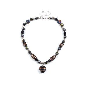 Look East Caramel Heart Necklace - Black - Make Me Beautiful - the clip on earrings specialists Look East Caramel Heart Necklace - Black