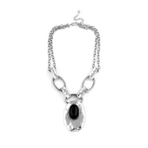 Look East Double Oval Necklace - Black - Make Me Beautiful - the clip on earrings specialists Look East Double Oval Necklace - Black