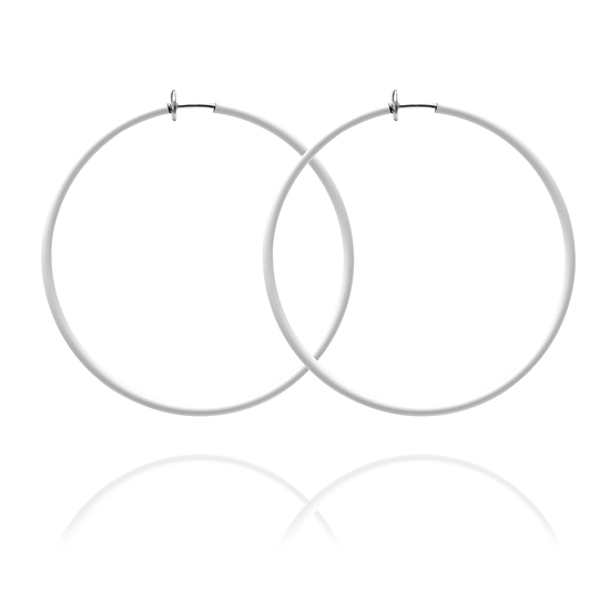 Sexy Spring Loaded Hoops - White 5cm - Make Me Beautiful - the clip on earrings specialists Sexy Spring Loaded Hoops - White 5cm