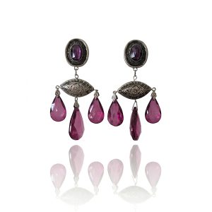 De Mulieribus Claris Purple Chandelier Clip On Earrings