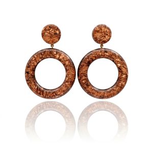 De Mulieribus Claris Resin Art Hoop Clip On Earrings