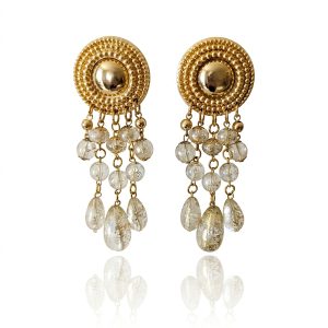 De Mulieribus Claris Gold Standard Chandelier Clip On Earrings