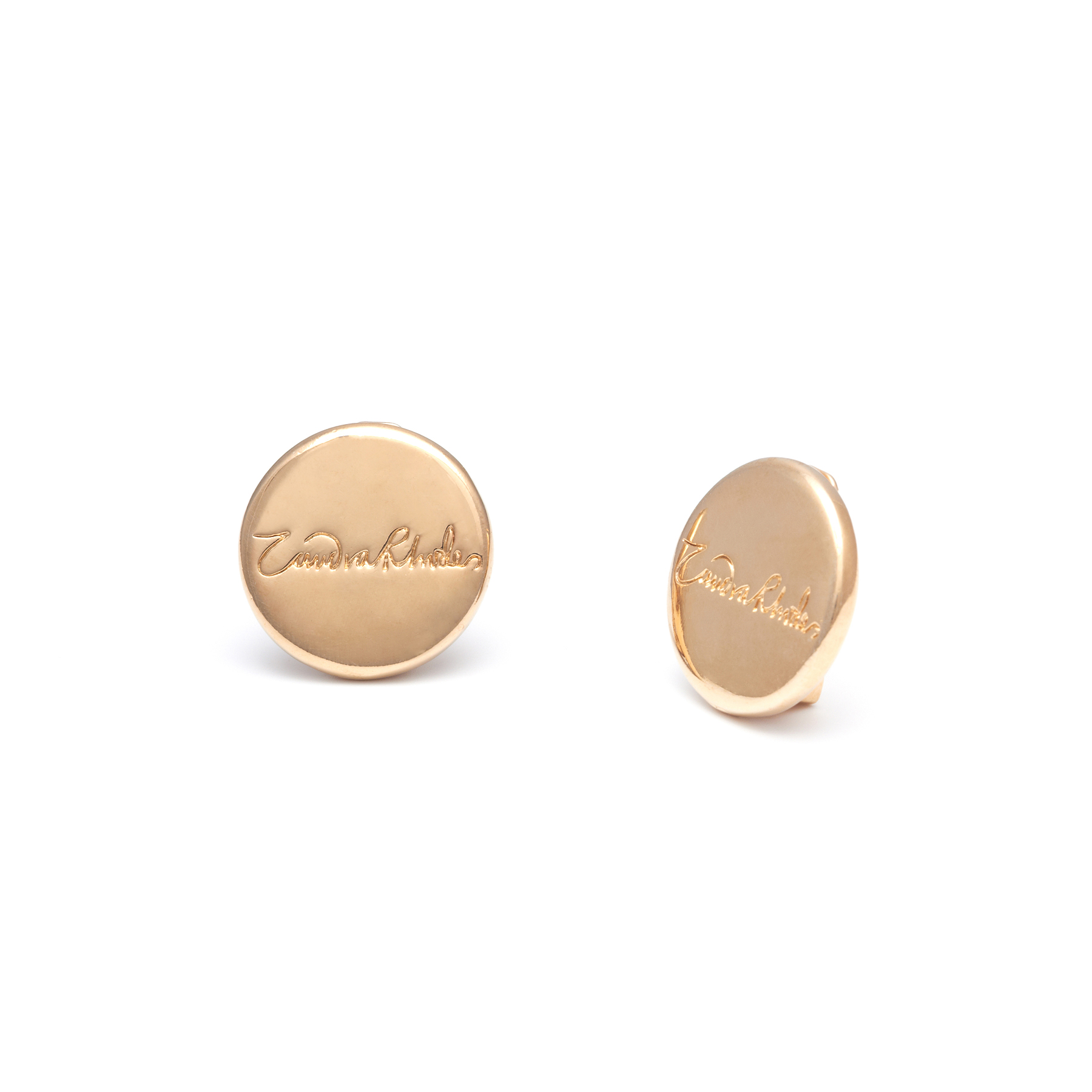Zandra Rhodes Gold Button Clip On Earrings - Make Me Beautiful - the clip on earrings specialists Zandra Rhodes Gold Button Clip On Earrings