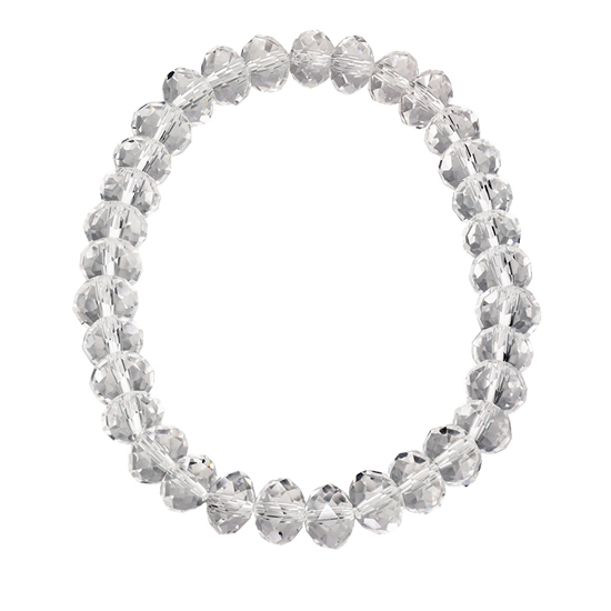 B-BG-3 Basics Beaded Bracelet - Clear - Make Me Beautiful - the clip on earrings specialists B-BG-3 Basics Beaded Bracelet - Clear