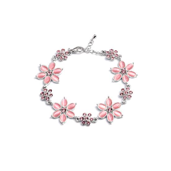 Rodney Holman bracelet - Make Me Beautiful - the clip on earrings specialists Rodney Holman Diamante and Flower Bracelet - Pink
