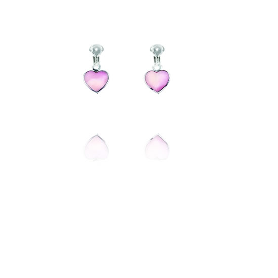 ERCL-BG-20 ERCL-BG-12 Basics Sterling Silver Mother of Pearl Pink Heart Clip On Earrings - Make Me Beautiful - the clip on earrings specialists ERCL-BG-20 ERCL-BG-12 Basics Sterling Silver Mother of Pearl Pink Heart Clip On Earrings