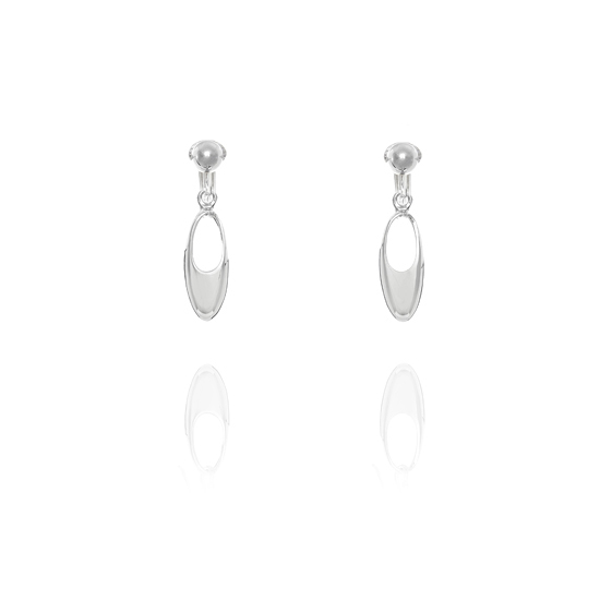 ERCL-ELS-49 Elements Silver Long Oval Hoop Clip On Earrings - Make Me Beautiful - the clip on earrings specialists ERCL-ELS-49 Elements Silver Long Oval Hoop Clip On Earrings