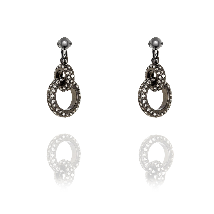 ERCL-FIOR-70 Fiorelli Gunmetal Entwinned Ring Clip Earrings - Make Me Beautiful - the clip on earrings specialists ERCL-FIOR-70 Fiorelli Gunmetal Entwinned Ring Clip Earrings