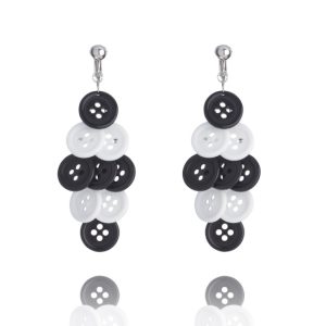 Button Cascade Clip On Earrings - Black & White from www.make-me-beautiful.info