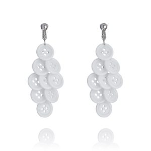 Button Cascade Clip On Earrings - White from www.make-me-beautiful.info