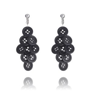 Button Cascade Clip On Earrings - Black from www.make-me-beautiful.info