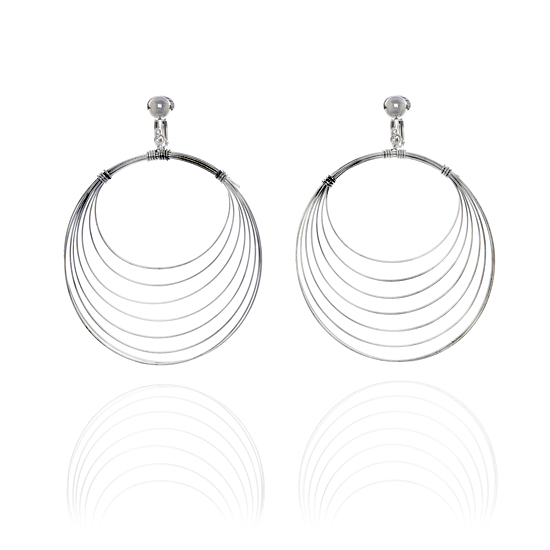 ERCL-LE-1-look-east-wound-wire-hoop-clip-on-earrings - Make Me Beautiful - the clip on earrings specialists Look East Wound Aged Silver Wire Hoop Clip On Earrings