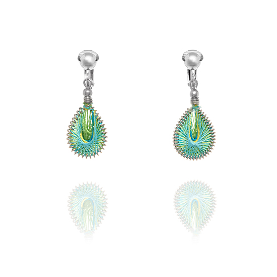 Look East Woven Teardrop Clip On Earrings - Green - Make Me Beautiful - the clip on earrings specialists Look East Woven Teardrop Clip On Earrings - Green