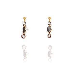 Vintage-style clip-on earrings with a cultured pearl and diamante leaf drop