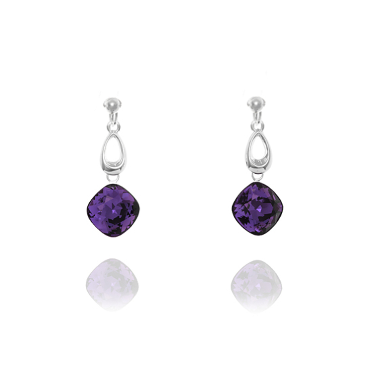 Miryoku Sterling Silver Swaroski Crystal Drop Clip Earrings - Indicolite - Make Me Beautiful - the clip on earrings specialists Miryoku Sterling Silver Swaroski Crystal Drop Clip Earrings - Indicolite