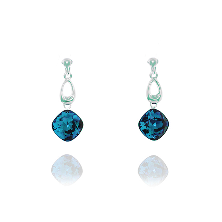 Miryoku Sterling Silver Swaroski Crystal Drop Clip Earrings - Tanzanite - Make Me Beautiful - the clip on earrings specialists Miryoku Sterling Silver Swaroski Crystal Drop Clip Earrings - Tanzanite