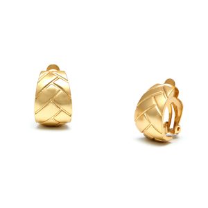 Rodney Holman Woven Detailed Half Hoop Clip On Earrings - Gold