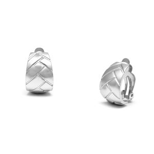 Rodney Holman Woven Detailed Half Hoop Clip On Earrings - Silver