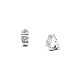 Rodney Holman straight-edged diamante half hoop clip-on earrings