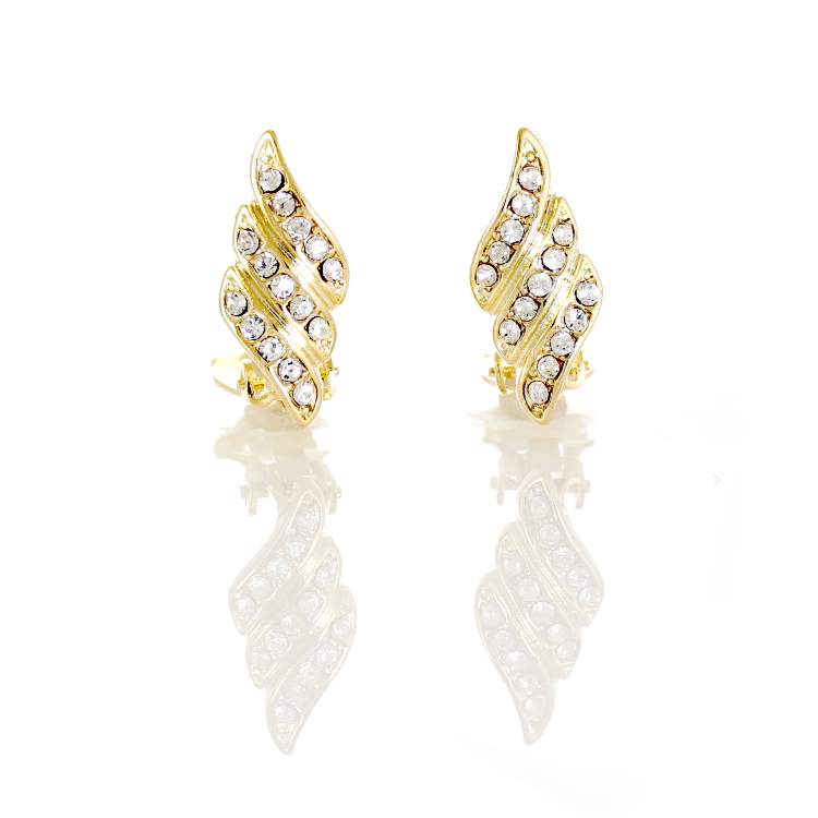 ERCL-RH-211 Rodney Holman Crystal Wing Clip On Earrings - Gold - Make Me Beautiful - the clip on earrings specialists ERCL-RH-211 Rodney Holman Crystal Wing Clip On Earrings - Gold