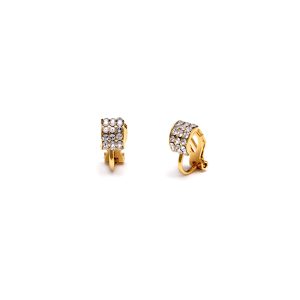ERCL-RH-32 Rodney Holman Diamante Encrusted Stud Clip On Earrings - Gold