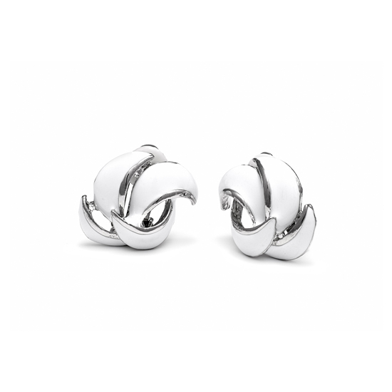 ERCL-RH-36 Rodney Holman Rhodium Plated Petal Clip On Earrings - White on Silver - Make Me Beautiful - the clip on earrings specialists ERCL-RH-36 Rodney Holman Rhodium Plated Petal Clip On Earrings - White on Silver