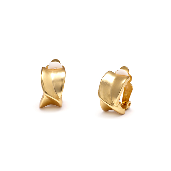 ERCL-RH-46 Rodney Holman Twisted X Clip On Earrings - Brushed Gold - Make Me Beautiful - the clip on earrings specialists ERCL-RH-46 Rodney Holman Twisted X Clip On Earrings - Brushed Gold